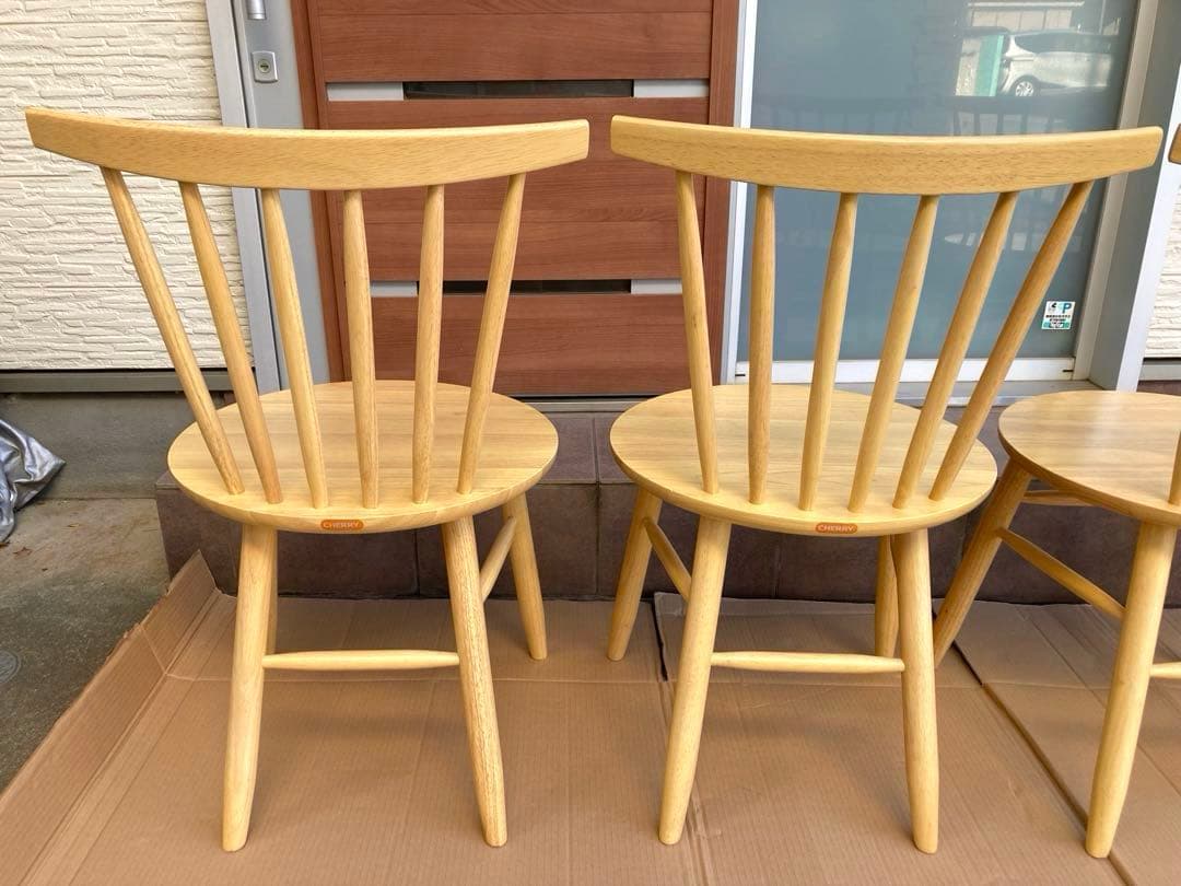 中古 桜屋工業 cherry 天然木 ダイニング チェア 椅子 4脚セット