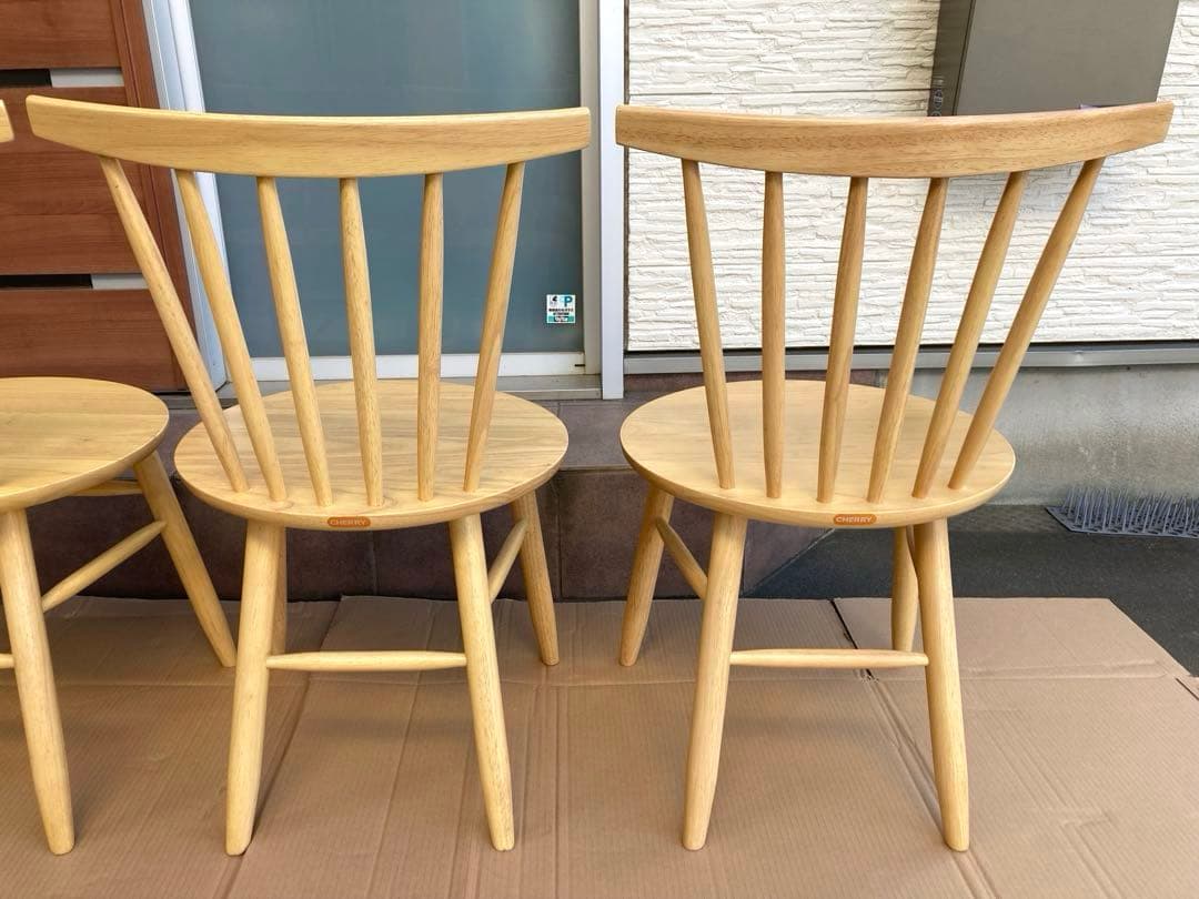 中古 桜屋工業 cherry 天然木 ダイニング チェア 椅子 4脚セット