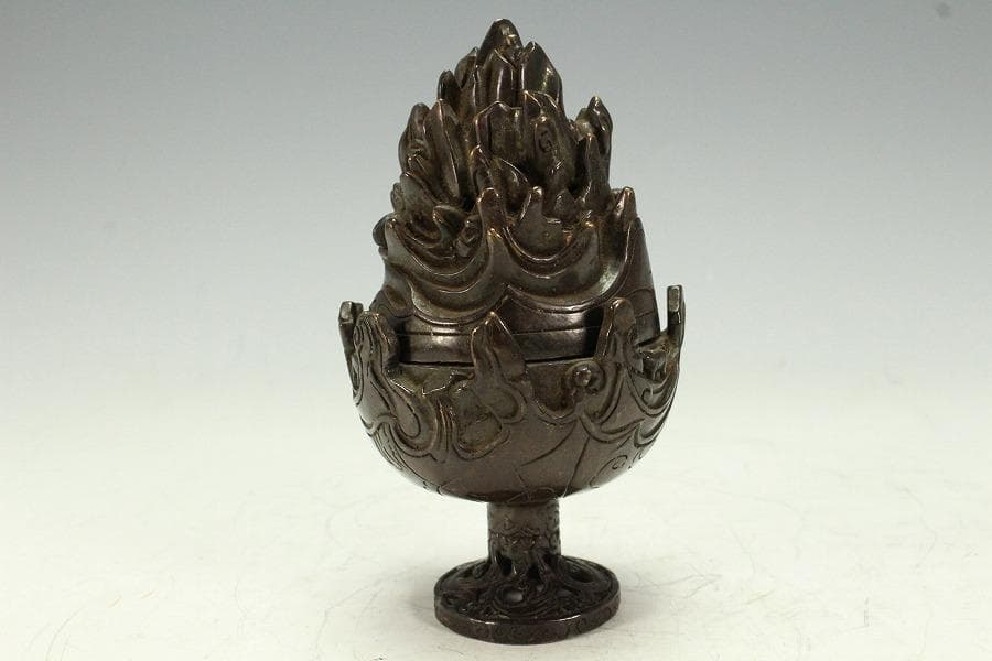 仏教美術 古銅 博山炉 香炉(K-LC973)