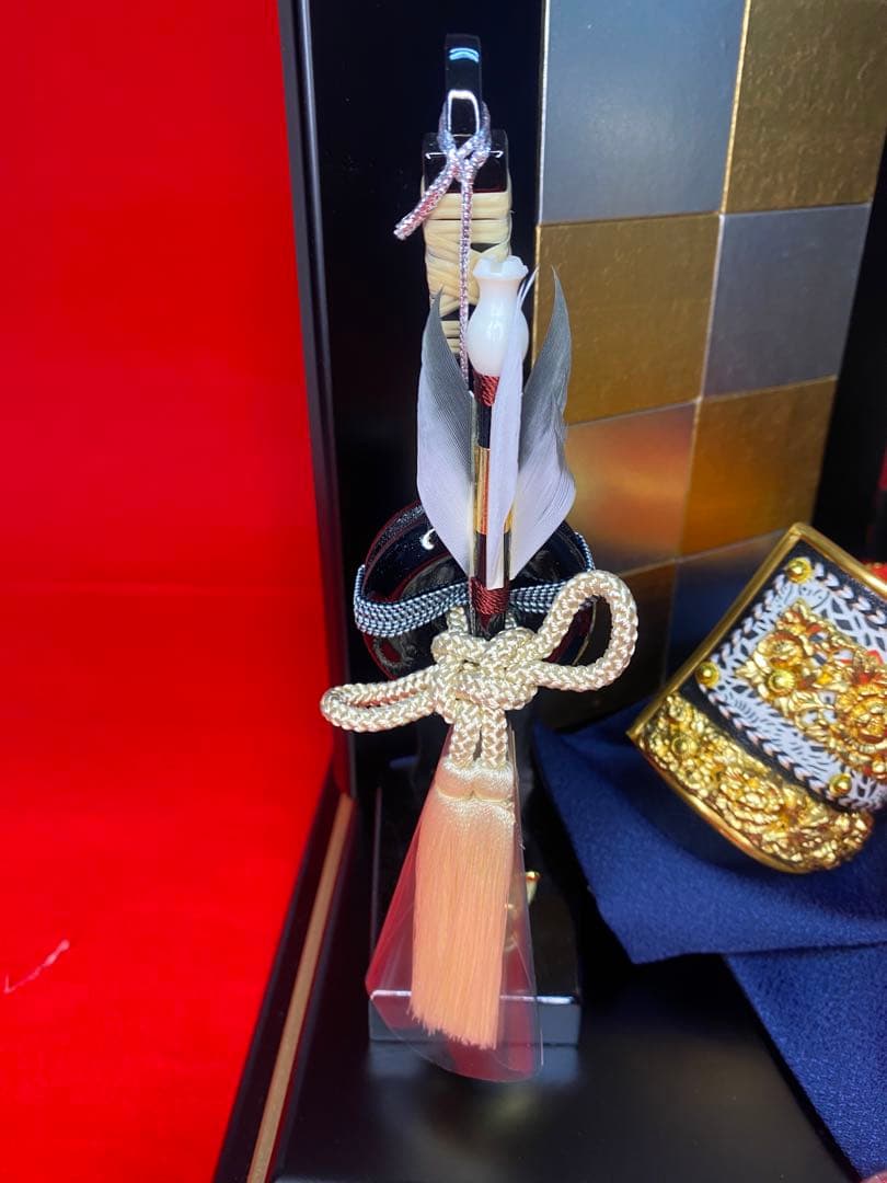 東京久月　五月人形　兜飾り平飾りセット　正絹糸　コンパクトサイズ