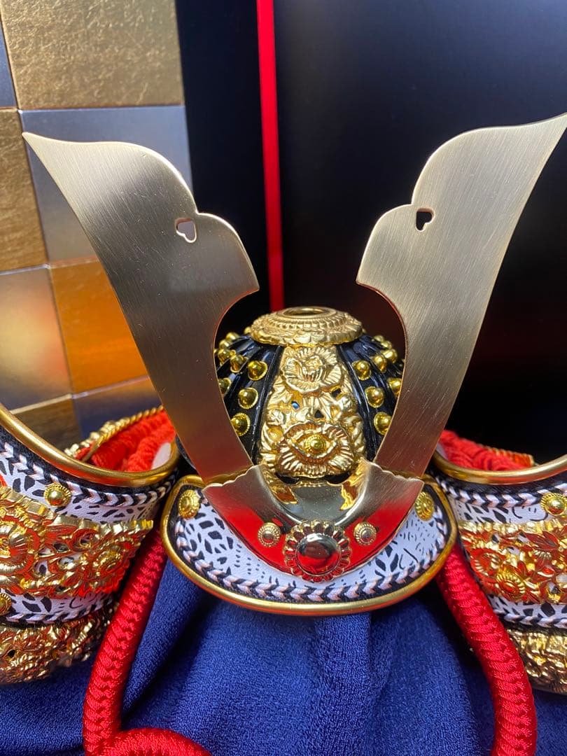 東京久月　五月人形　兜飾り平飾りセット　正絹糸　コンパクトサイズ