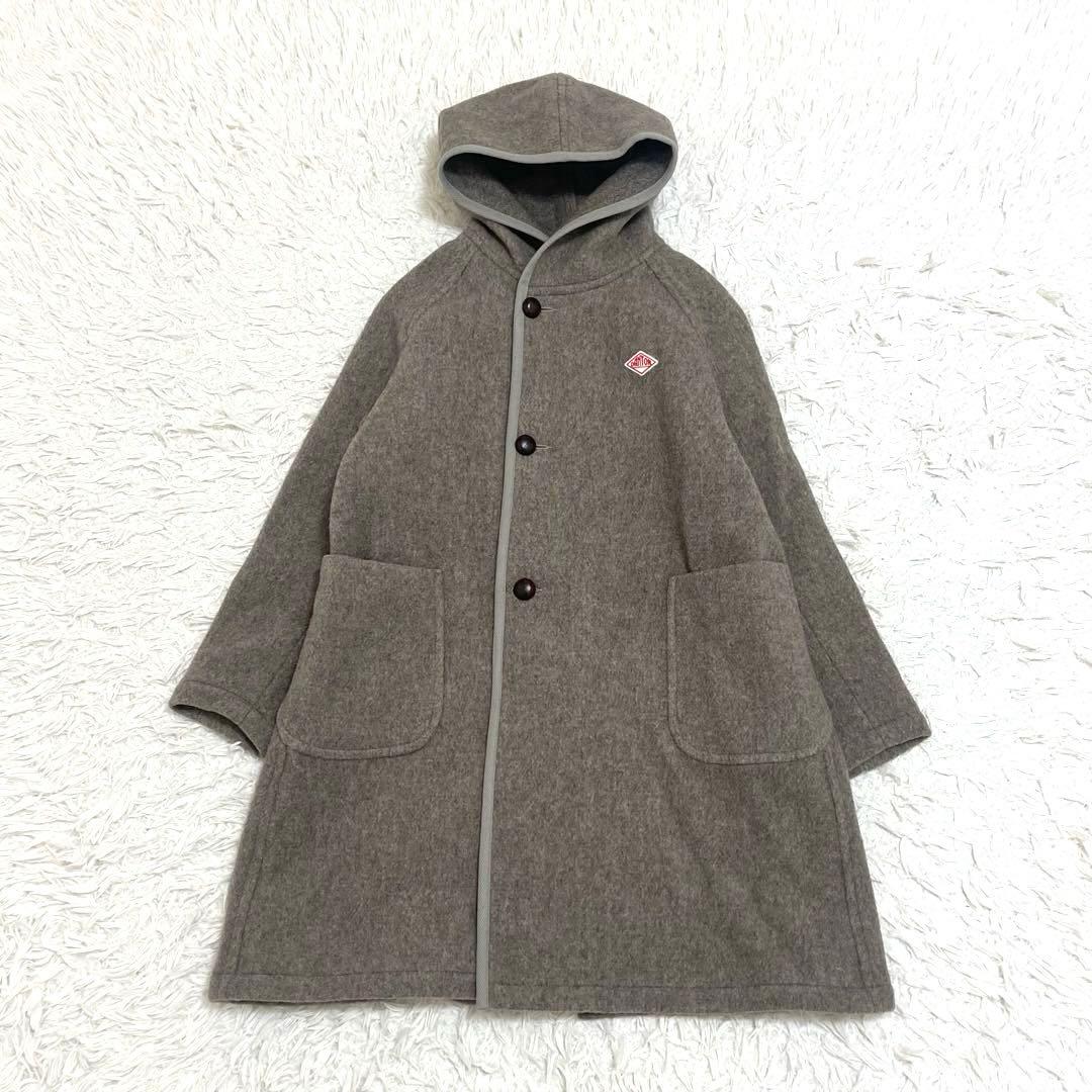 美品 DANTON ダントン ウールモッサ ウールフードコート くるみボタン