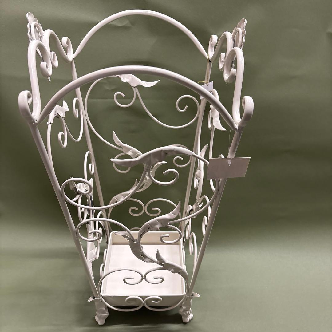ホワイトアイアン傘立て 植物モチーフ