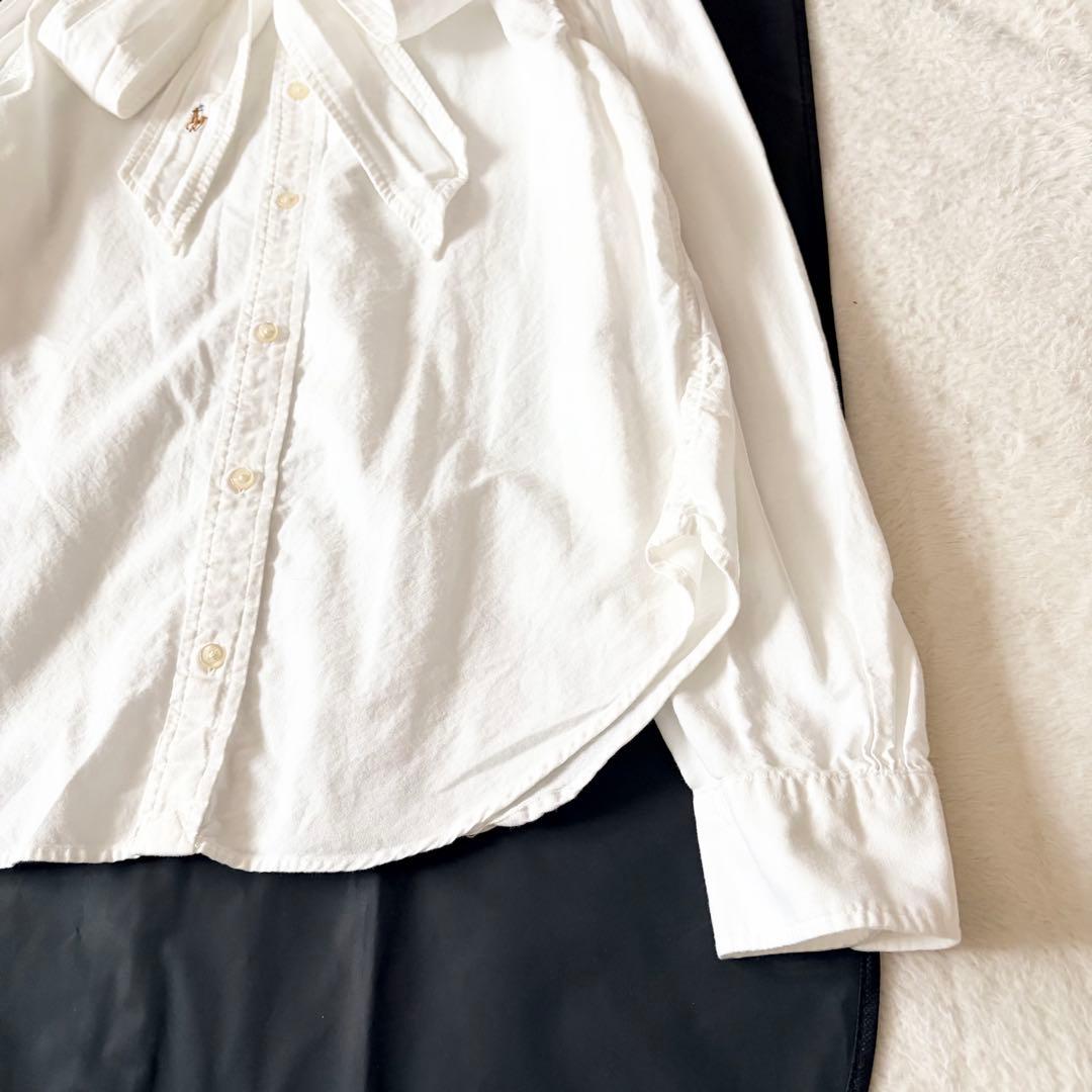 5836 美品✨ ポロラルフローレン タイネックブラウスシャツ 8 ポニーロゴ