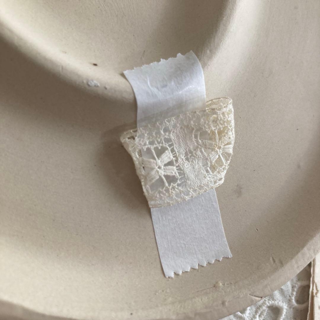 北欧ヴィンテージ　【希少】Gabrielオーバル陶板キャンドルホルダー＆リボン