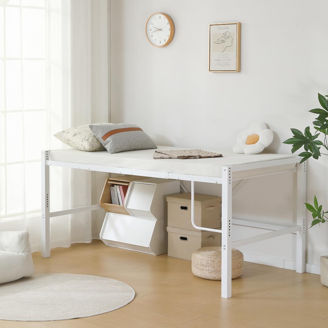 限定価格！ロフトベッド【高さ90CMｘSD・セミダブル】高さ調整可能 WHITE