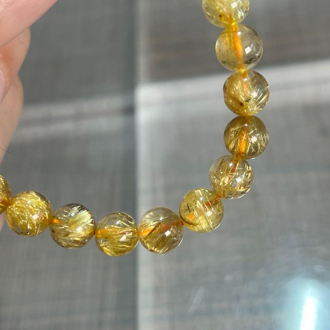 針美しさと透明度抜群　高品質　ゴールドルチルブレスレット　2