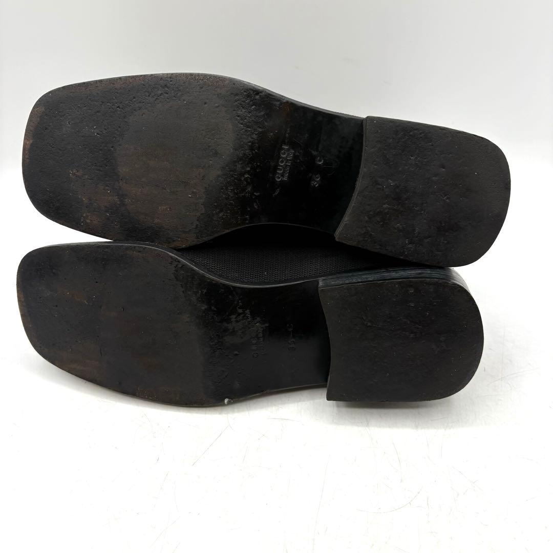 大人気✨ GUCCI ファブリック ヒール ローファー 【36C】 黒 Gロゴ