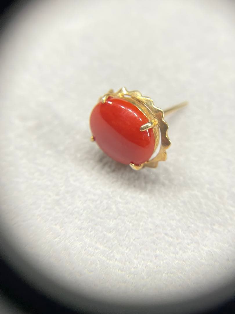 K14 ゴールド 地中海珊瑚 コーラル 14金 ピンブローチ CORAL