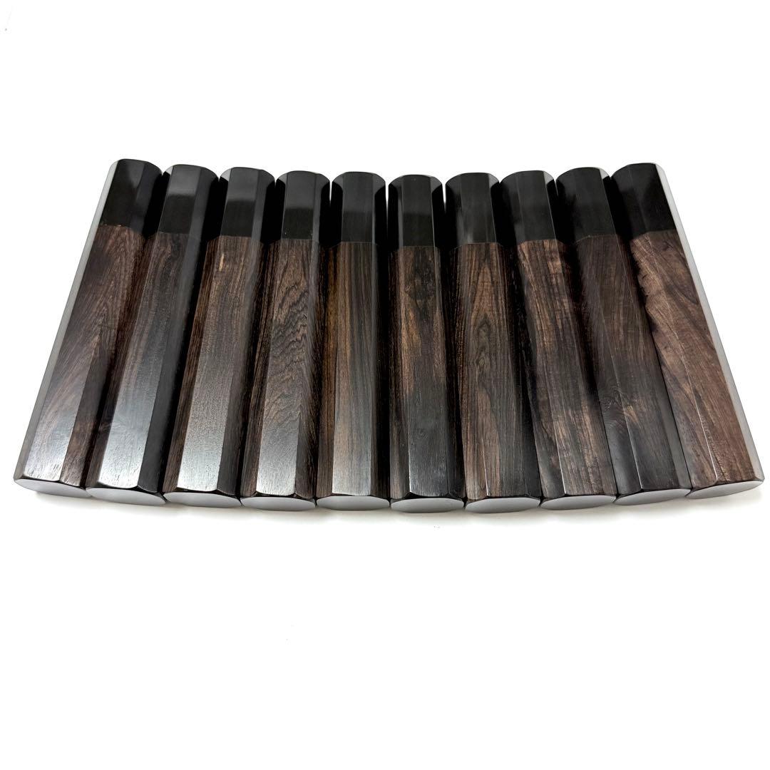 10本セット 黒水牛角 薄刃7寸 黒檀八角柄 薄刃210 手作り 包丁の柄