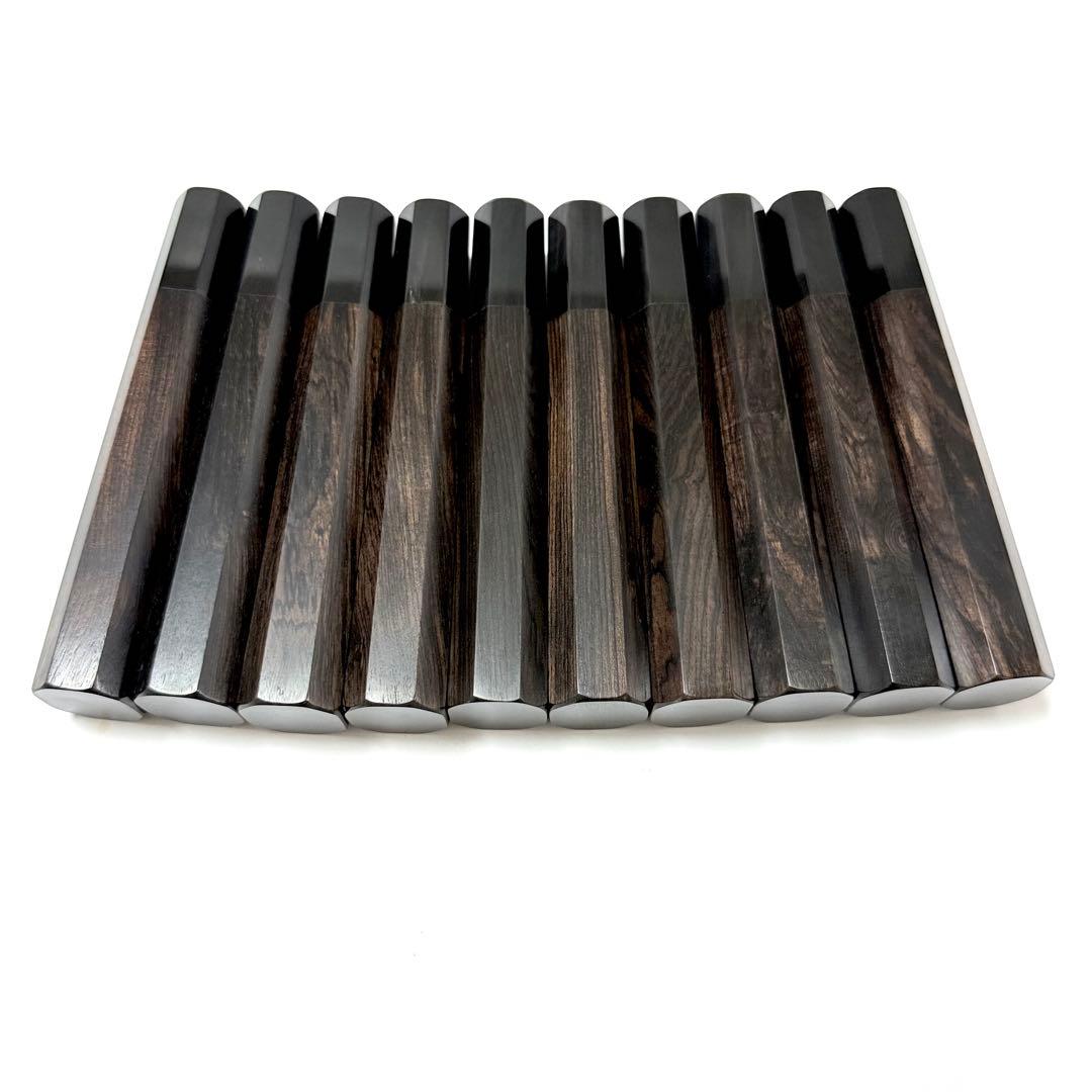 10本セット 黒水牛角 薄刃7寸 黒檀八角柄 薄刃210 手作り 包丁の柄