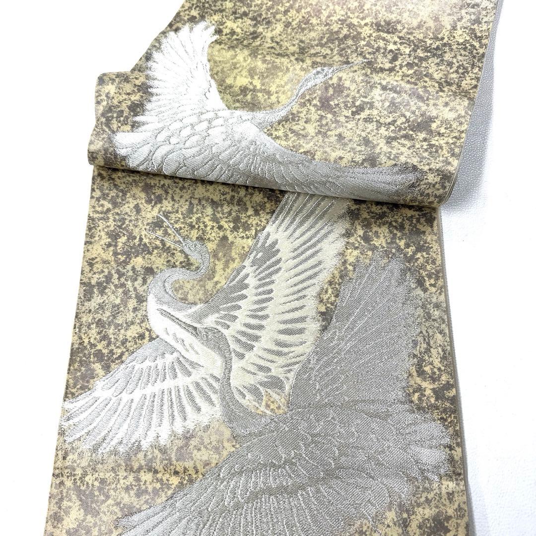 専用帯5124 ●河合美術織物謹製 高級 正絹 六通 袋帯 鶴
