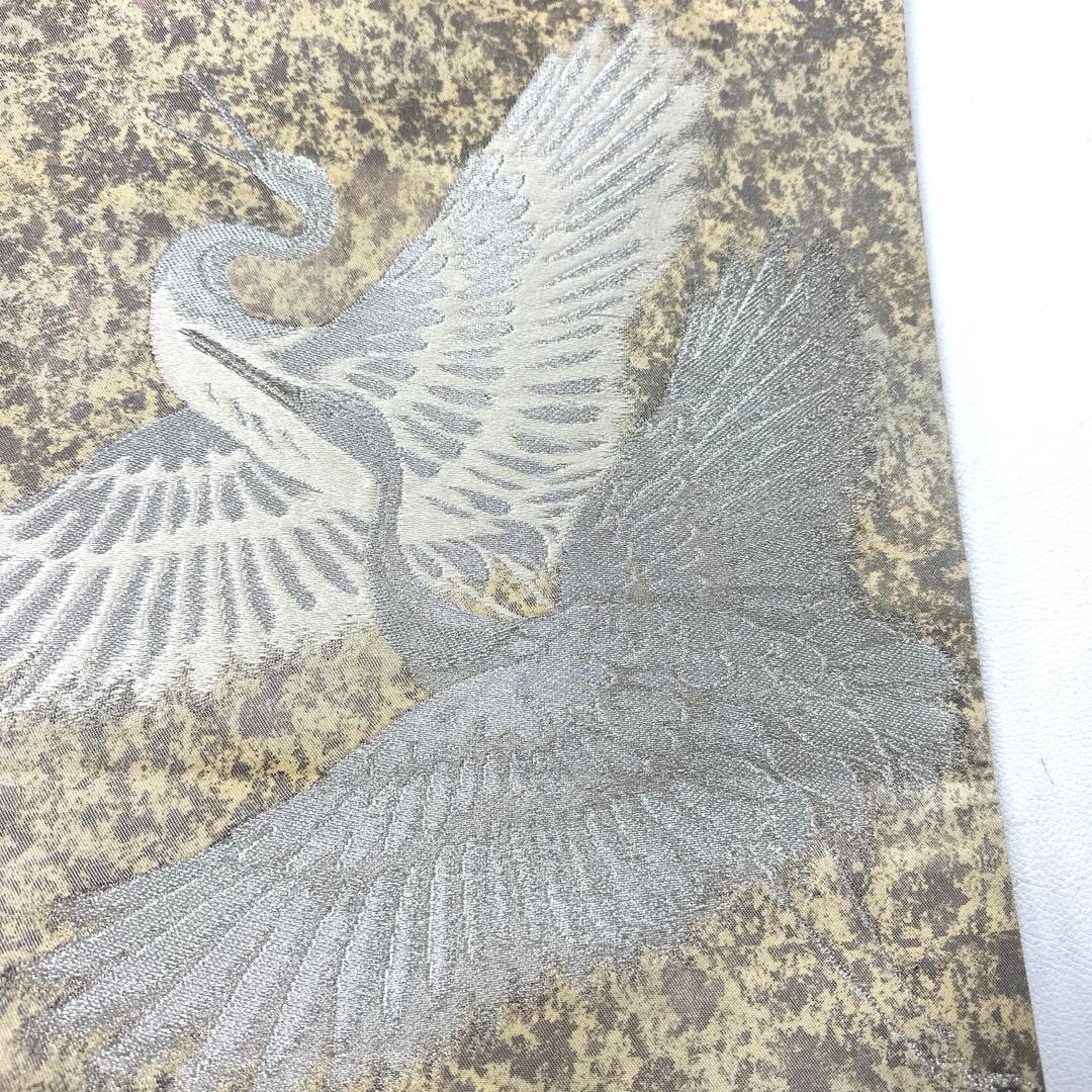 専用帯5124 ●河合美術織物謹製 高級 正絹 六通 袋帯 鶴