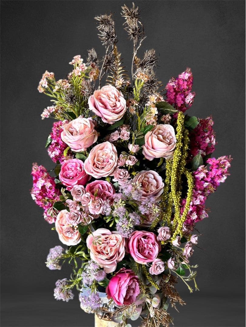 光触媒　人工観葉植物　フェイクグリーン　ピンクベージュローズ@@@