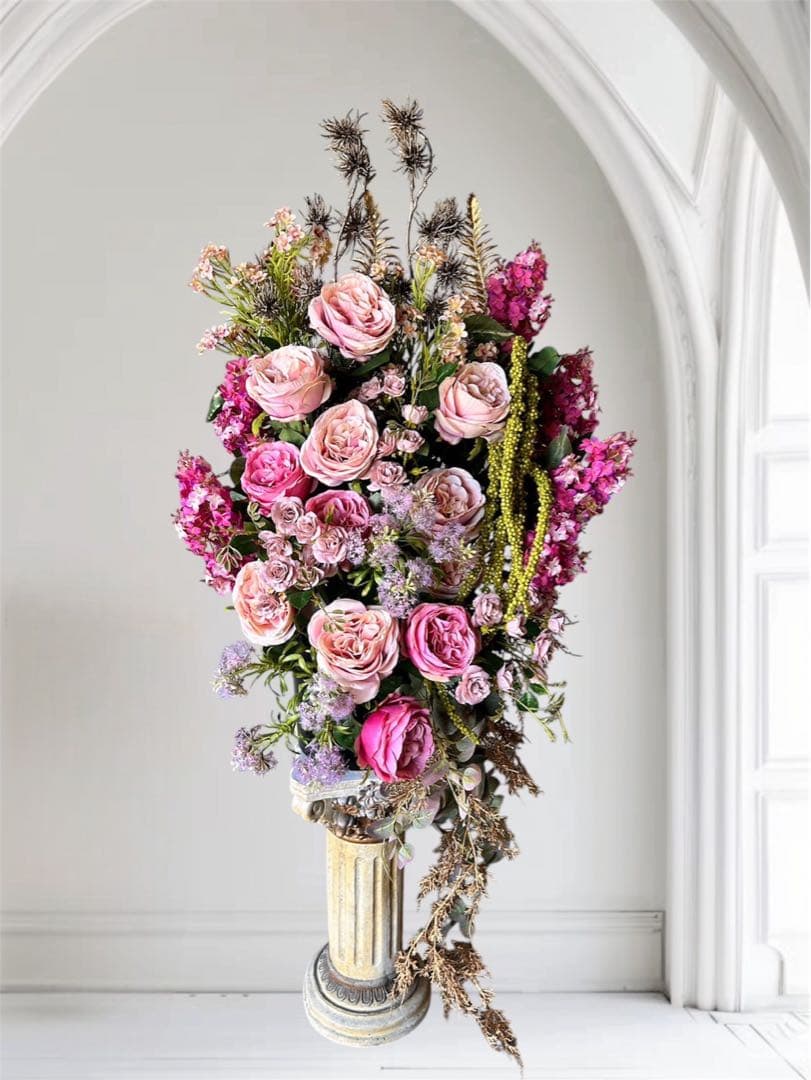 光触媒　人工観葉植物　フェイクグリーン　ピンクベージュローズ@@@