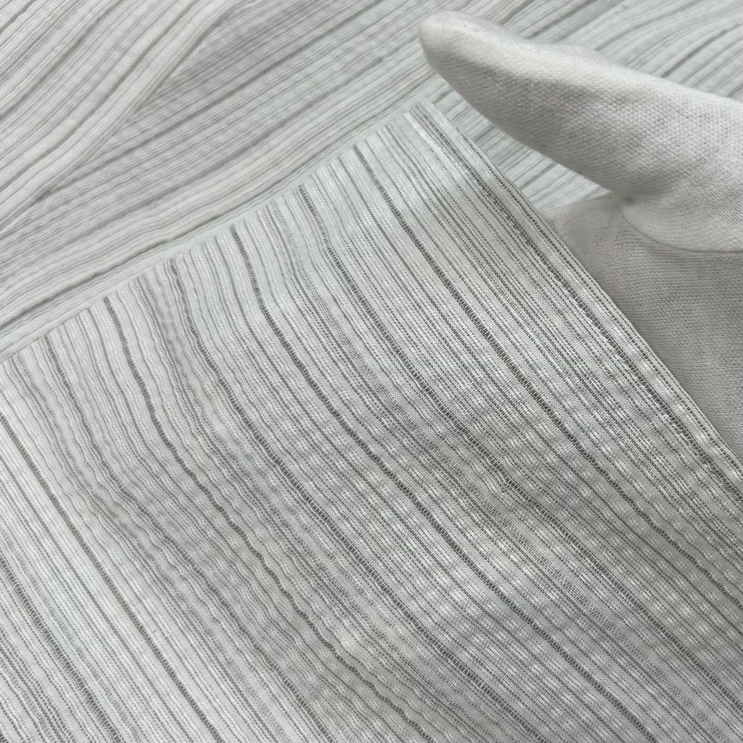 古典しじら織　浴衣　綿 粋な夏着物 縞柄　半幅帯　麻の葉　2点 0722⑤