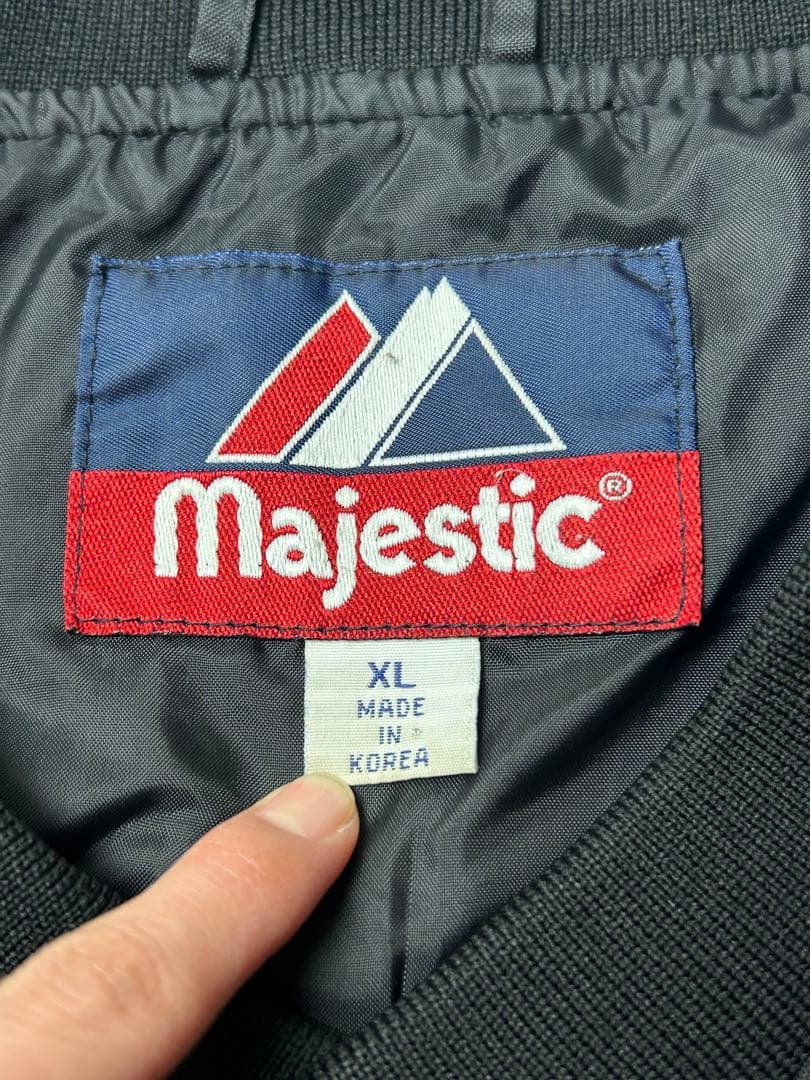 Majestic ゲームシャツ　長袖　ブラック　RAIDERS ナイロン　XL