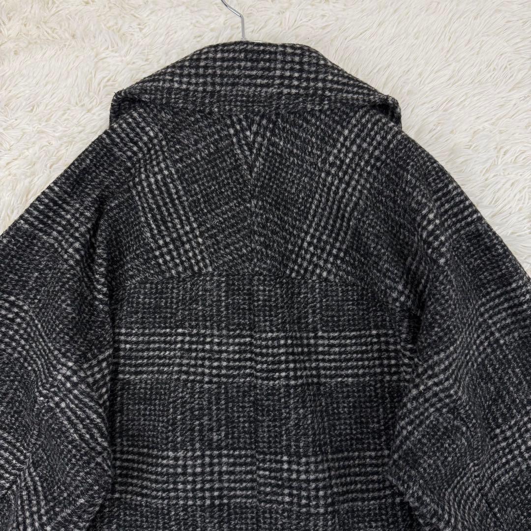 美品 24AW スピックアンドスパン Wスライバーチェックハーフコート 36