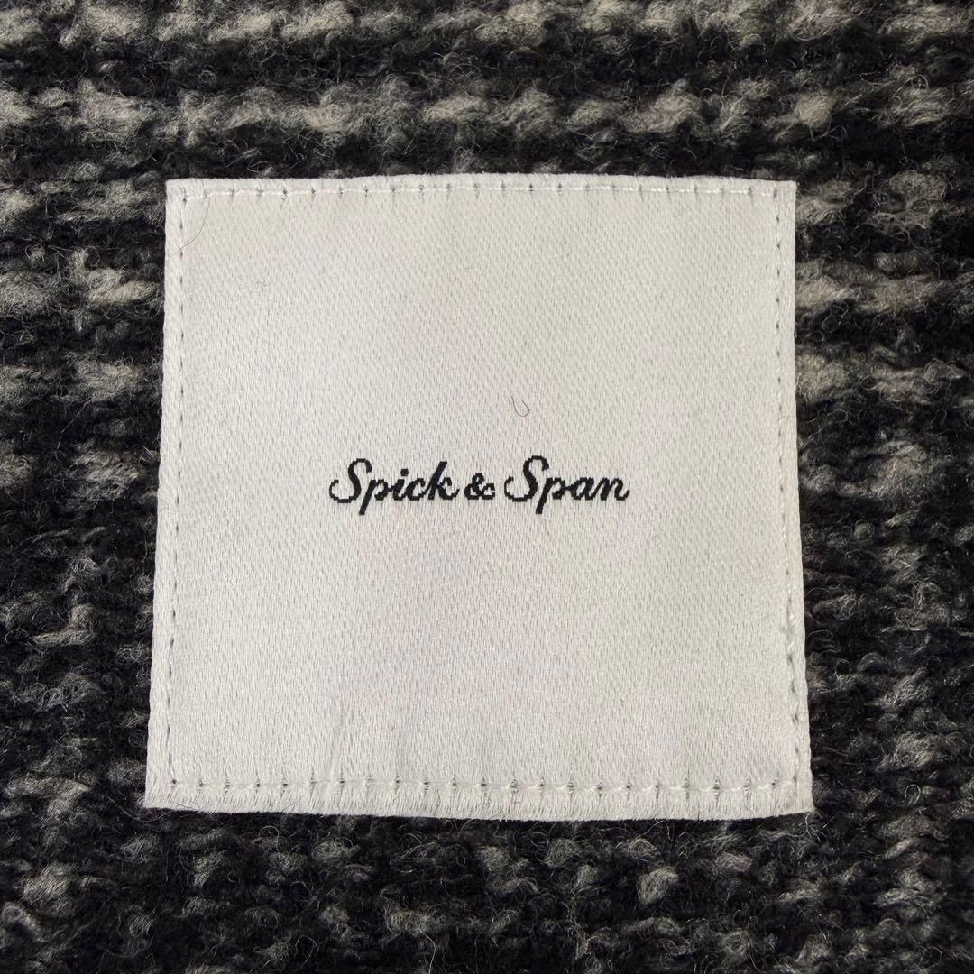 美品 24AW スピックアンドスパン Wスライバーチェックハーフコート 36
