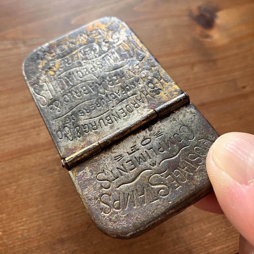 US広告入マッチケース／1800年代／真鍮製／ノベルティ／Match Safe