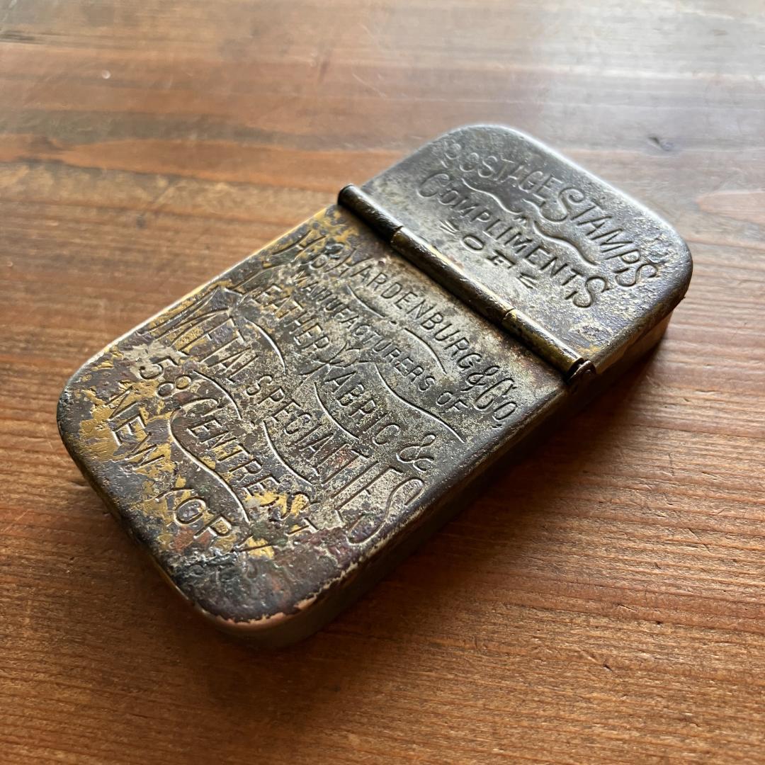 US広告入マッチケース／1800年代／真鍮製／ノベルティ／Match Safe