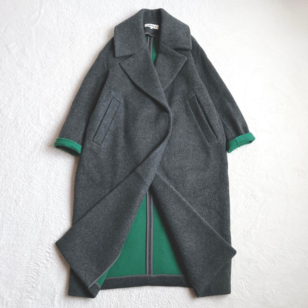美品✨エンフォルド ウール リバーコート チェスター コクーン グレー×グリーン