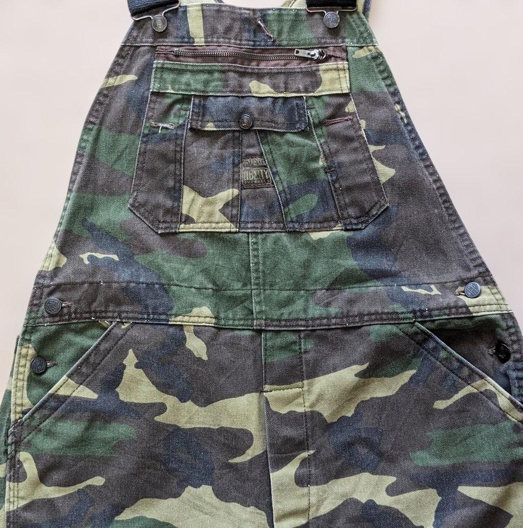 90s Liberty usa製 オーバーオール 迷彩 ダブルニー W38 古着
