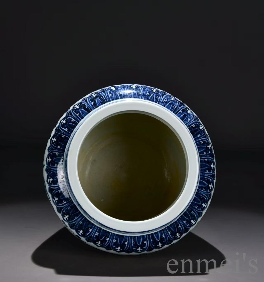 中国古美術・明代・宣徳・青花磁・巻缸・壺・魚藻紋・唐物・古玩・花瓶・水注・陶磁器