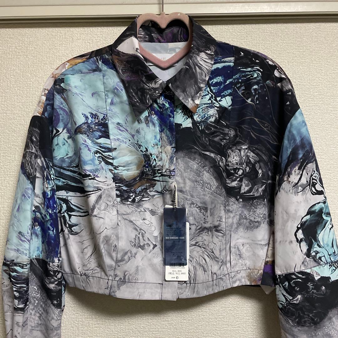 【HARE】新品未使用☆アートプリント クロップドシャツ 長袖