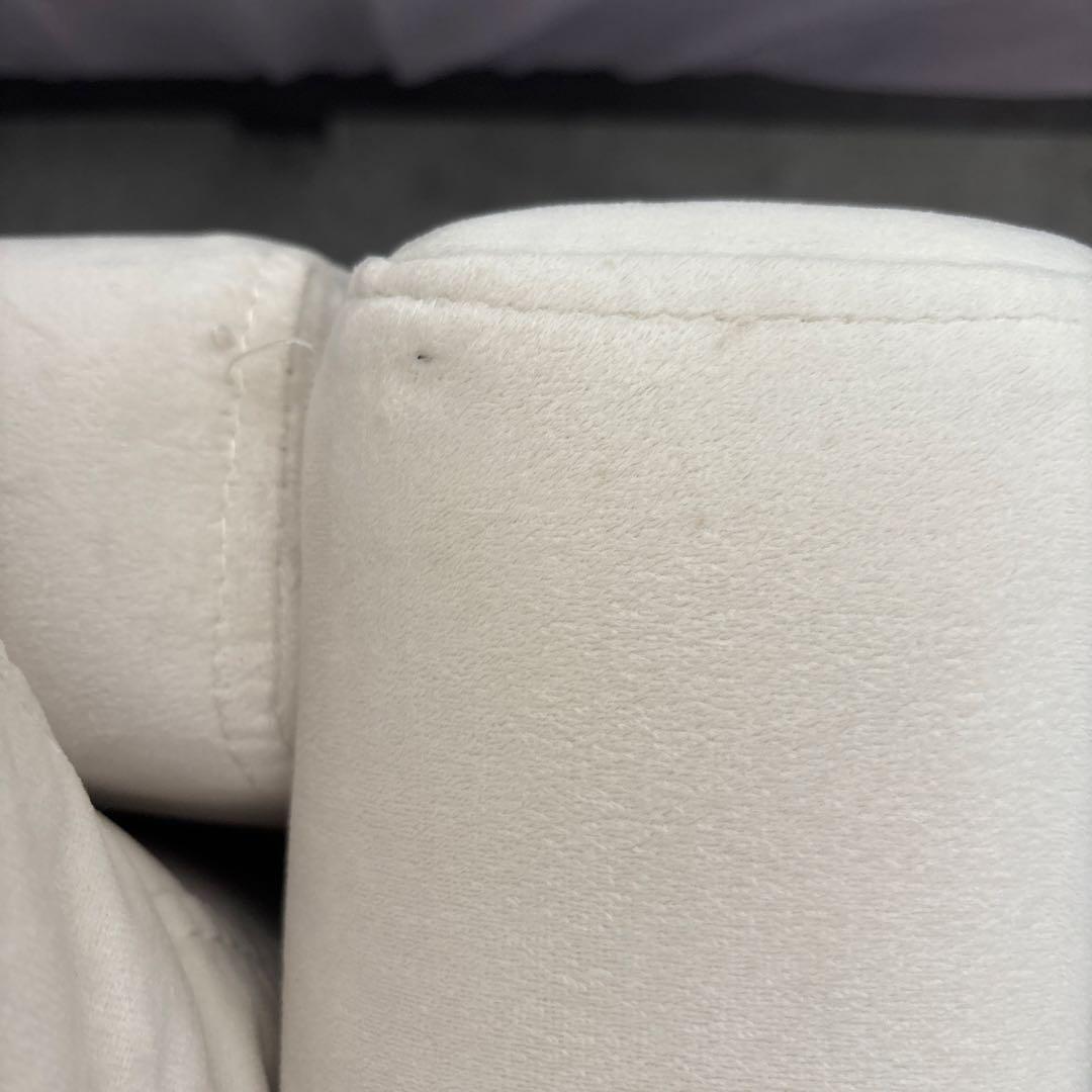 【オフホワイト】2人がけベロア素材ソファ