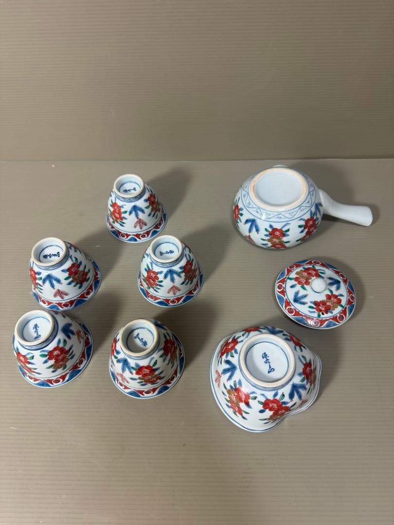 2169源右衛門　古伊万里風桜図　玉露茶器セット　急須1客　湯冷し1客　湯呑5客