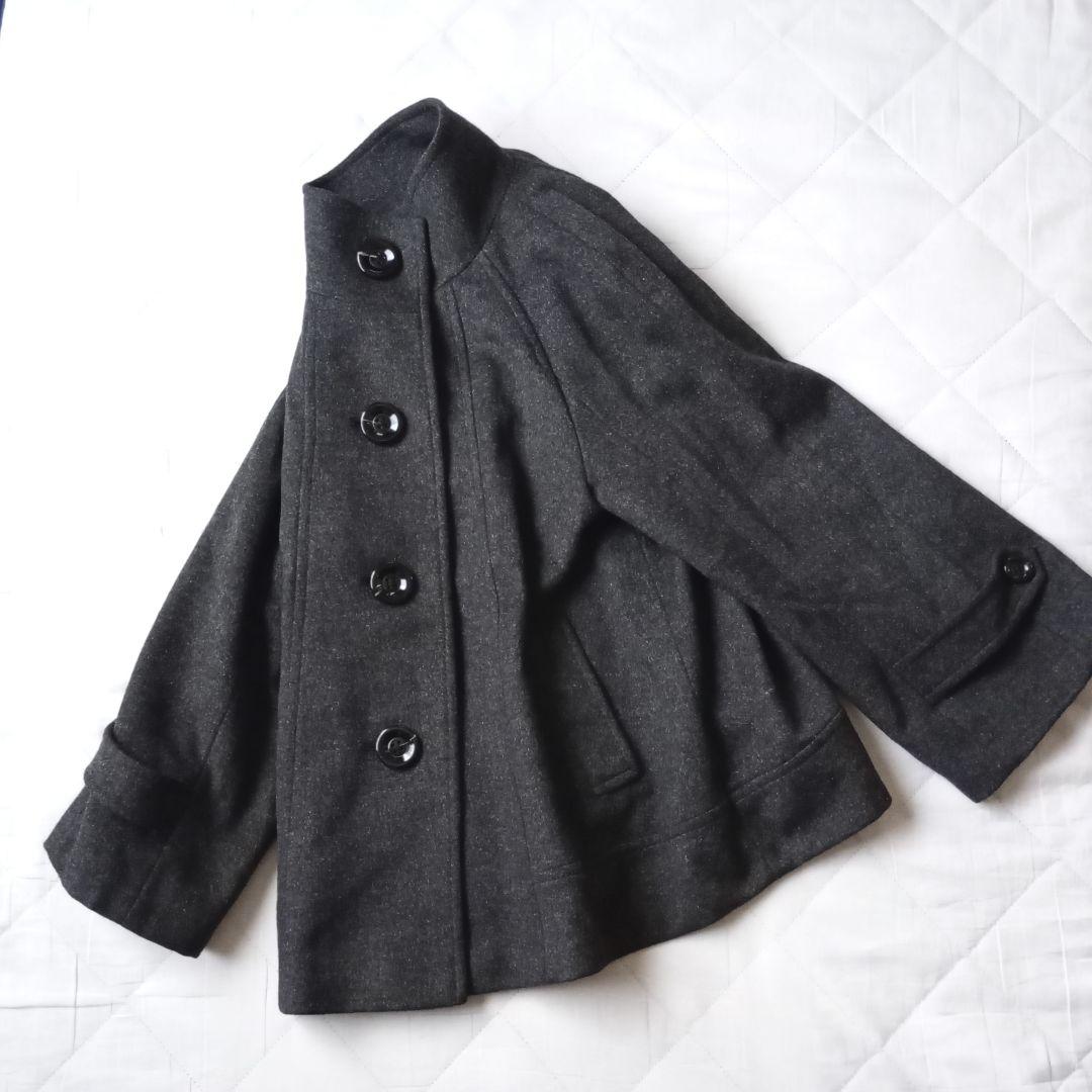 新品　J.PRESS　スタンドカラー　ショートコート　Aライン　ウール　グレー