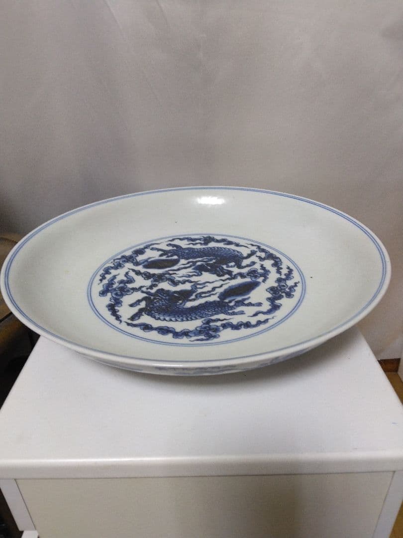 中国美術青花麒麟紋皿