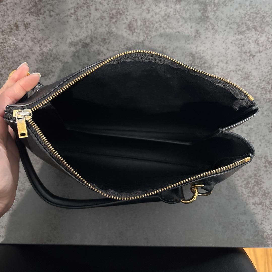 ジルサンダー　ブラックレザーショルダーバッグ