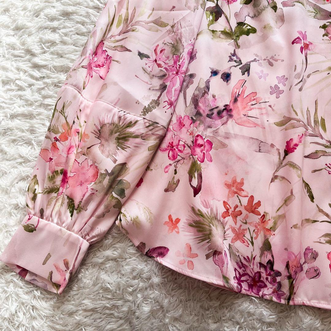 ルルウィルビー　RATTI ソフトフラワープリントブラウス　水彩　ピンク