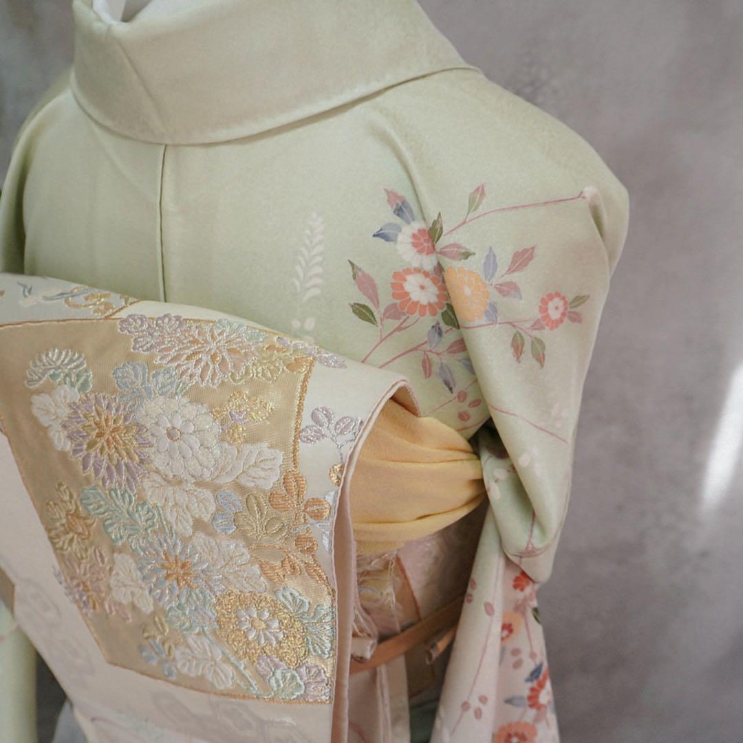 訪問着フルセット　259 正絹　入学式　お宮参【訪問着、袋帯、帯締め、帯揚げ】