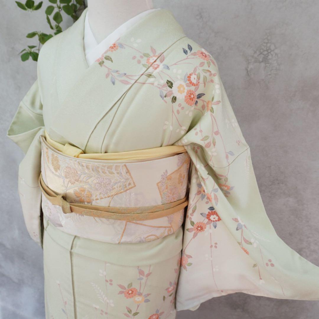 訪問着フルセット　259 正絹　入学式　お宮参【訪問着、袋帯、帯締め、帯揚げ】