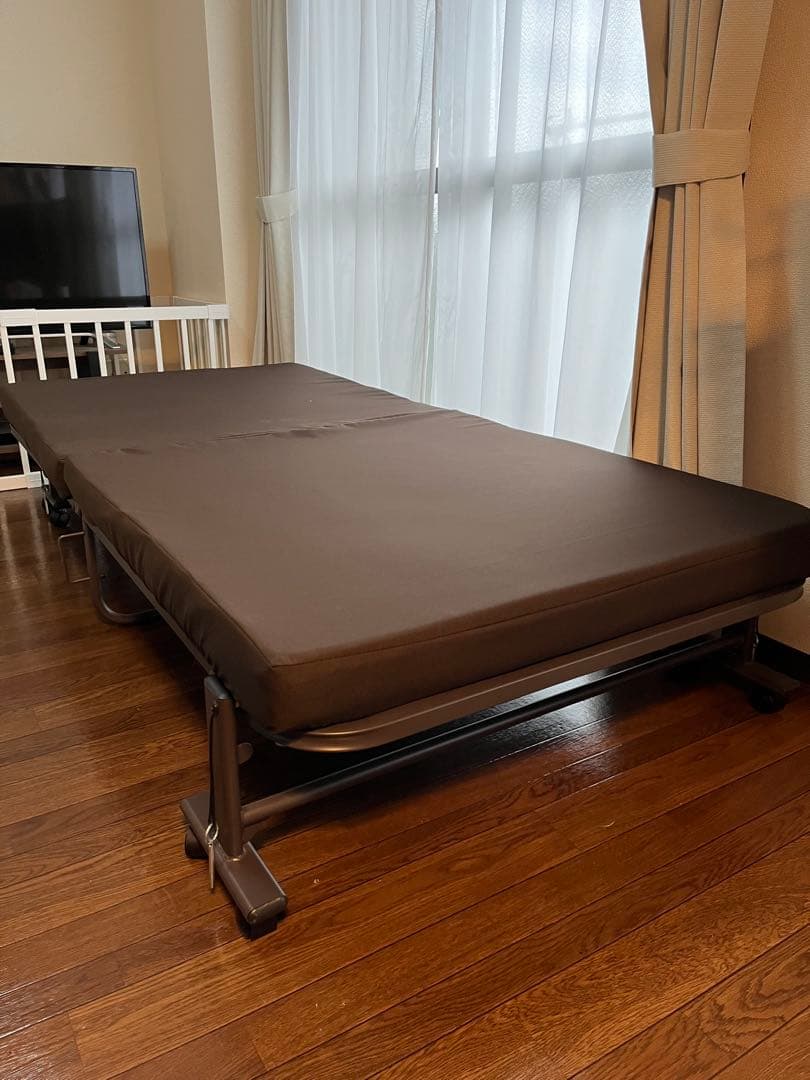 組立て不要の低反発折りたたみベッド(シングル) ダークブラウン