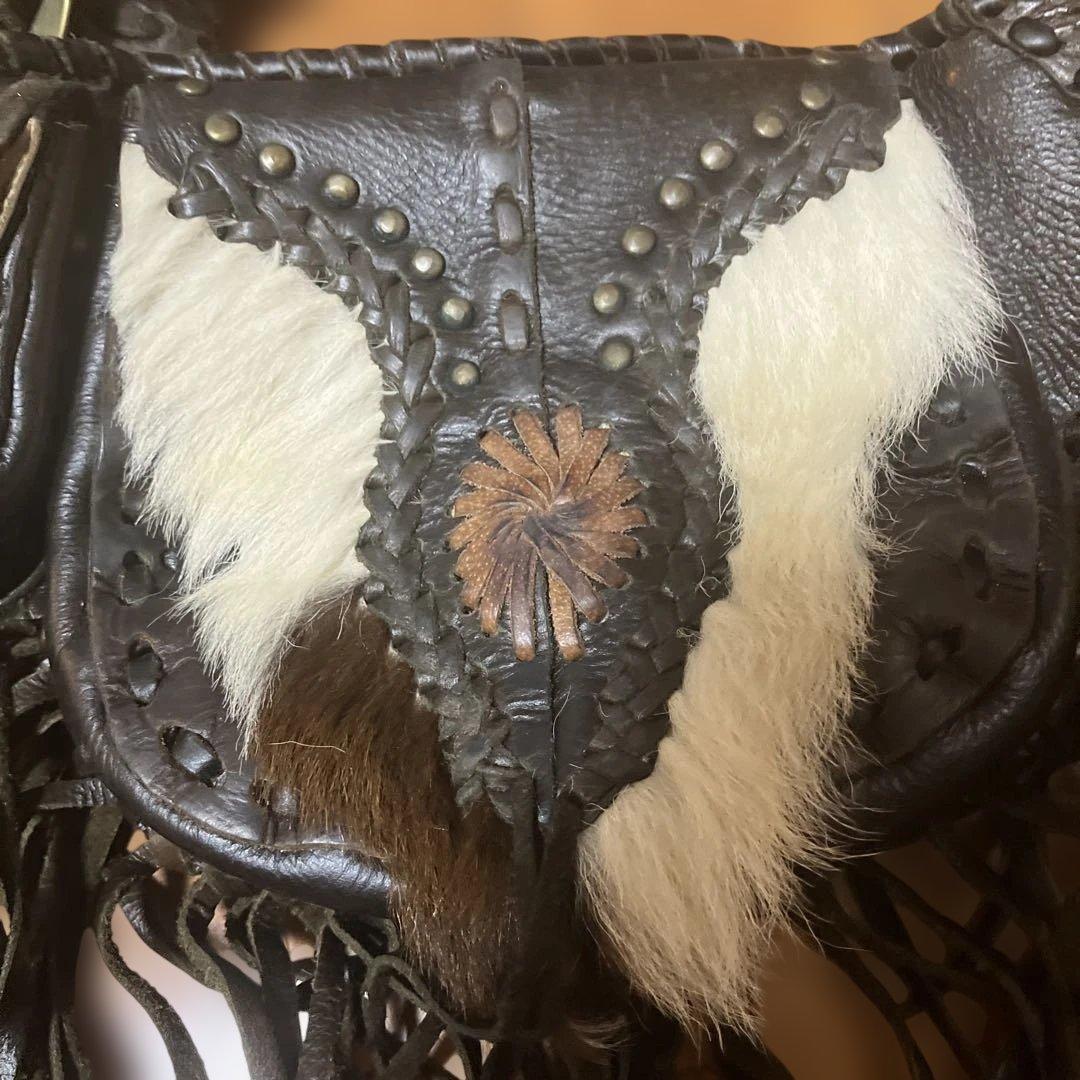 本革　レザーフリンジウェストバッグ