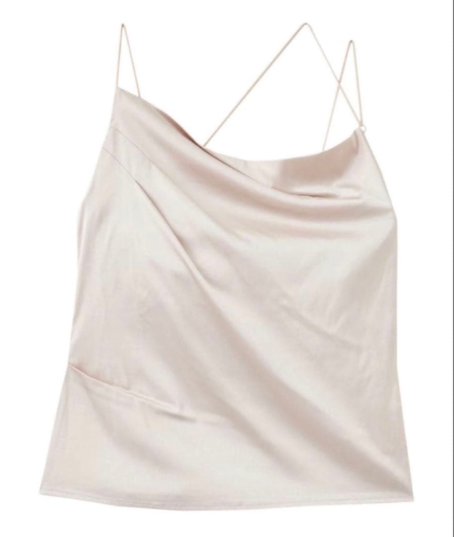 aimeine　エメイン　カップインドレープサテンキャミソール　ライトベージュ