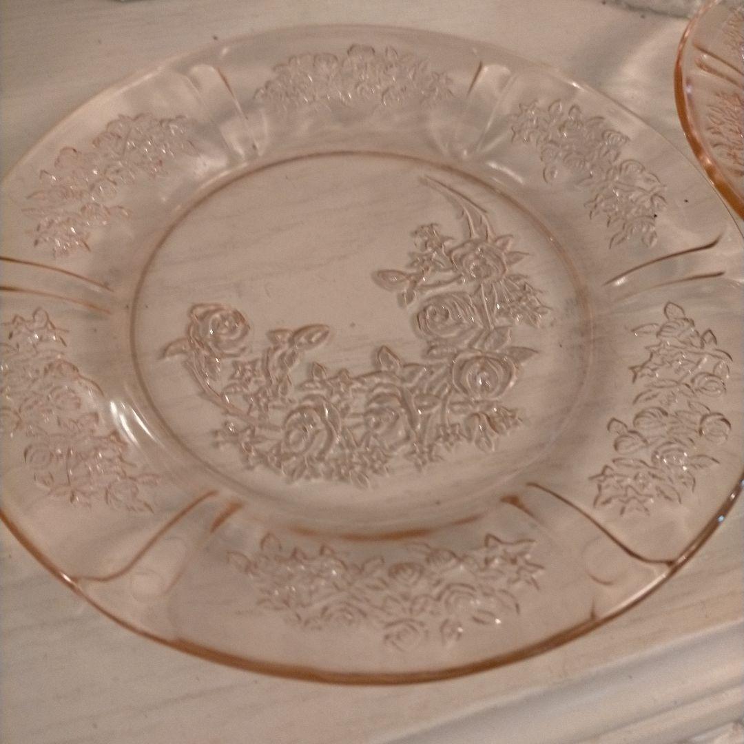 レア ヴィンテージ フェデラル シャロンローズ デザートプレート ペア ピンク