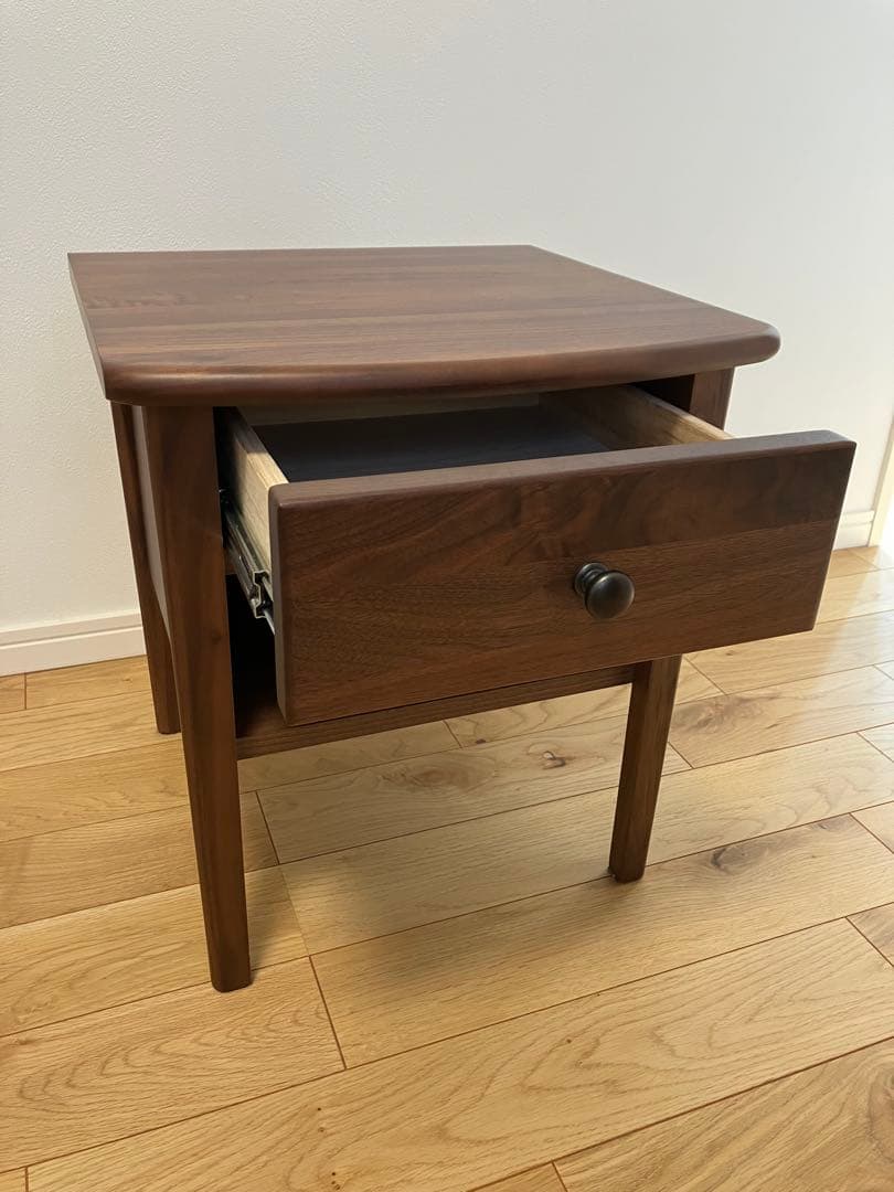 ウォールナット サイドテーブル 引き出し付き
