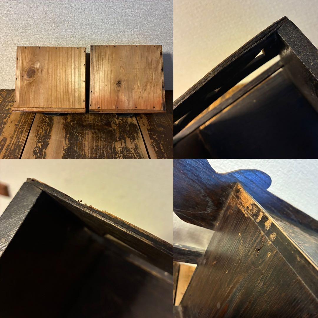 アンティーク　木製　本立て　飾り棚　本棚　古道具　引き出し　レトロ