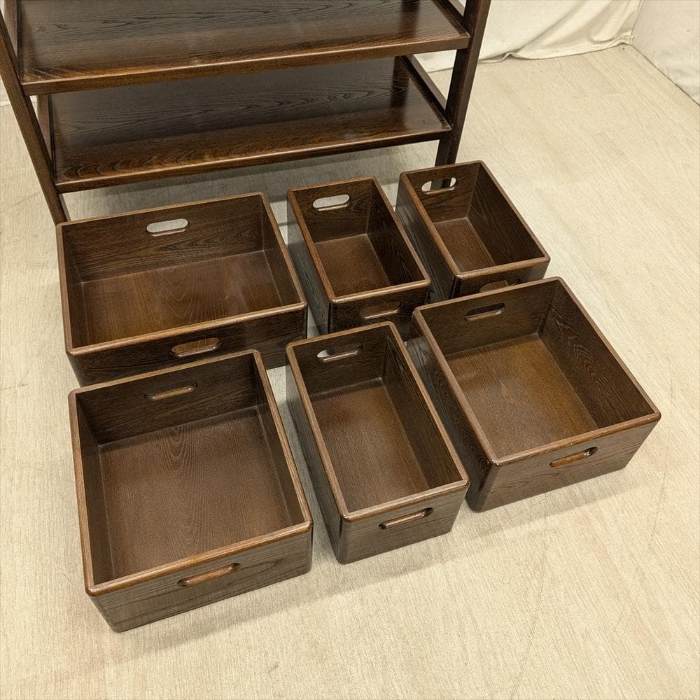 美品　ニレ材　無垢　遊木民　北海道　整理箱　収納棚　オープンラック　キャビネット