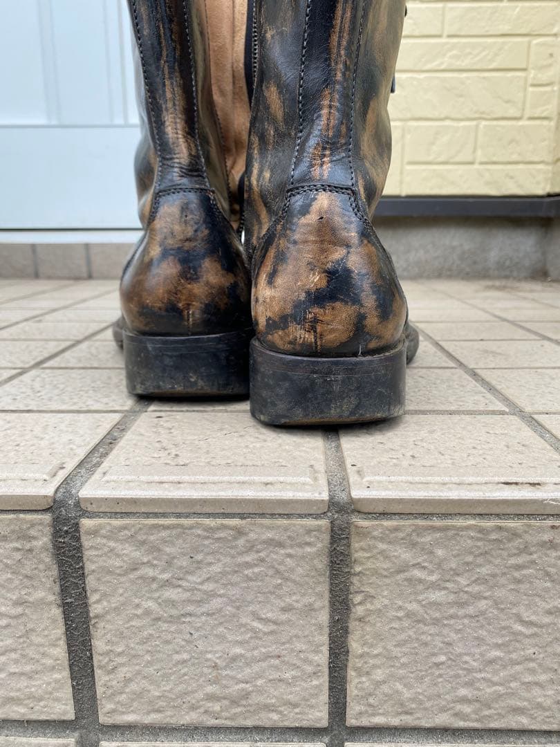 i、汚し加工本革サイドジップレースアップミリタリーブーツ26〜27センチ？