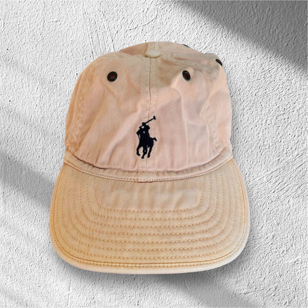 00s【Polo Ralph Lauren】サーモンピンク フェード キャップ