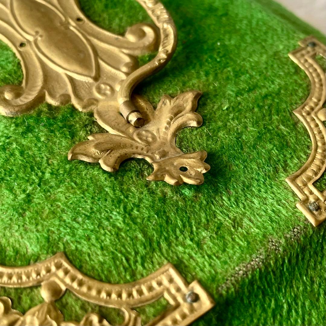 ベルベットメルスリーボックス　ジュエリーケース　グリーン水色フランスアンティーク