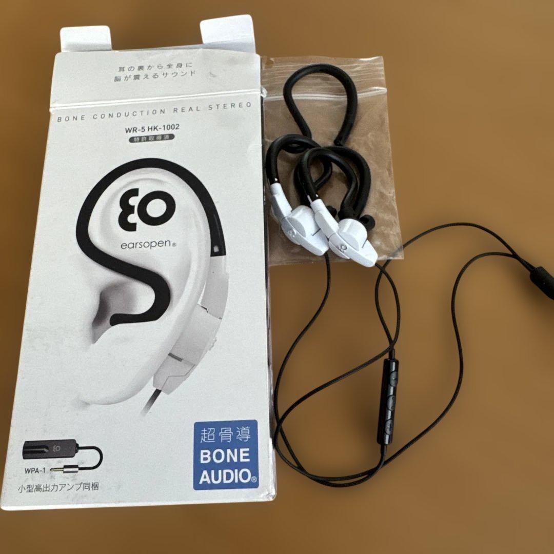 【美品】earsopen 骨伝導イヤホン/小型高出力アンプ WPA-1付属