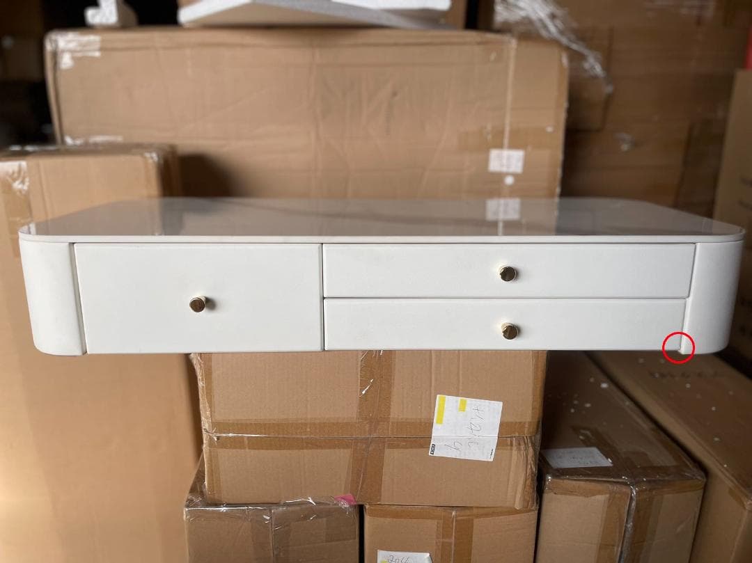 ホワイトモダンドレッサー デスクのみ訳あり品　写真をご確認204-100-02