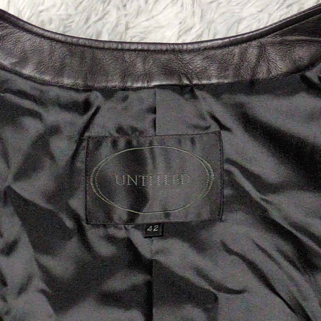 【UNTITLED】ラムレザー ノーカラージャケット☆羊革☆XLサイズ相当